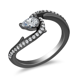 Enchanted Disney Villains Maleficent 1/2 CT. T.W. Certified Lab-Grown Diamond Bypass Ring in Black Sterling Silver