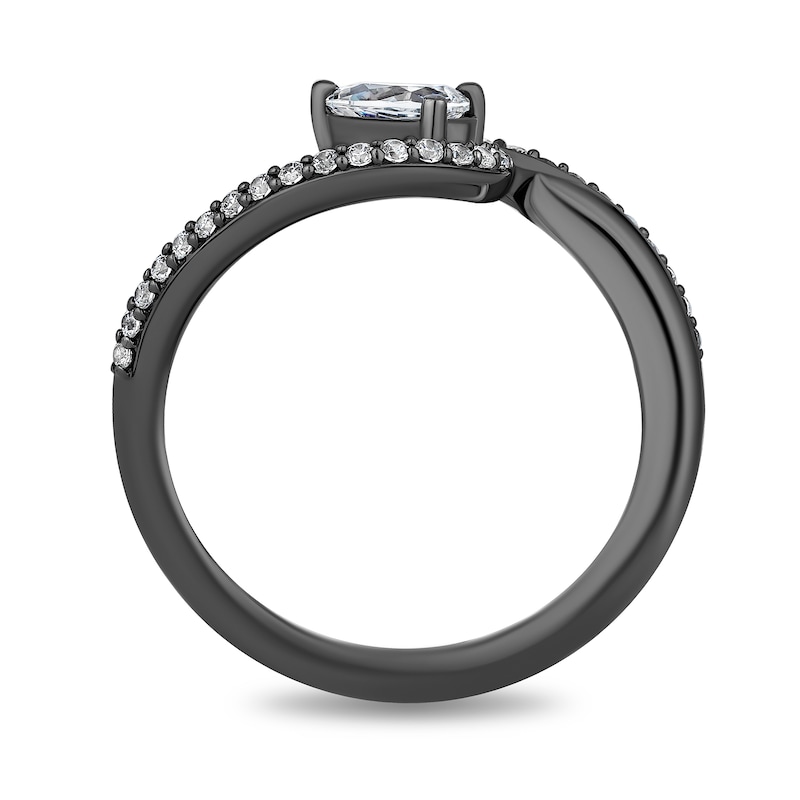 Main Image 3 of Enchanted Disney Villains Maleficent 1/2 CT. T.W. Certified Lab-Grown Diamond Bypass Ring in Black Sterling Silver
