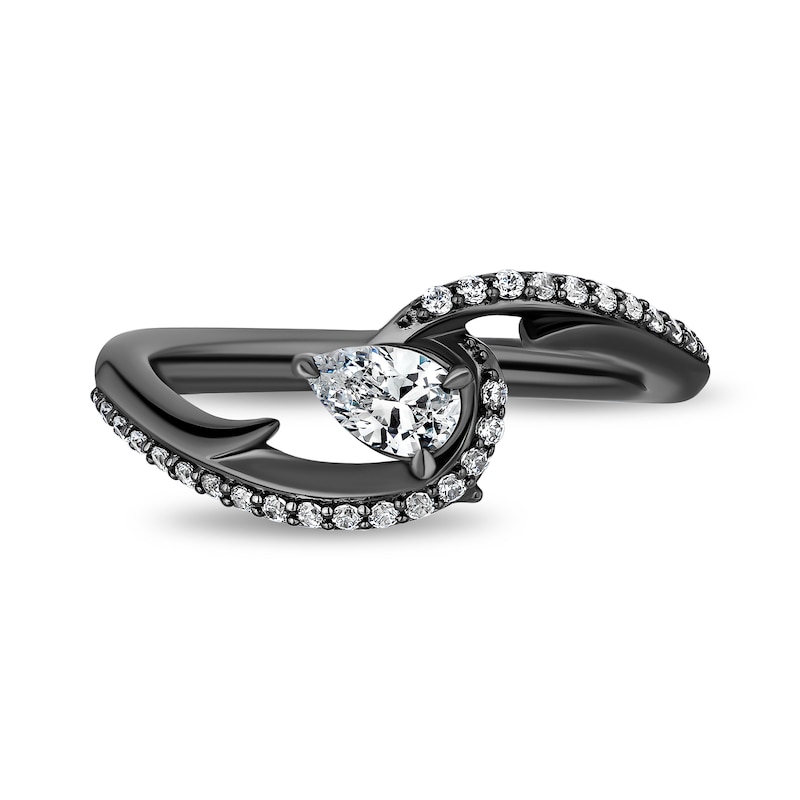 Main Image 4 of Enchanted Disney Villains Maleficent 1/2 CT. T.W. Certified Lab-Grown Diamond Bypass Ring in Black Sterling Silver