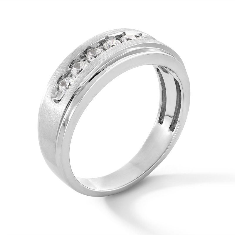 Main Image 2 of 1/2 CT. T.W. Diamond Seven Stone Stepped Edge Band in 10K White Gold