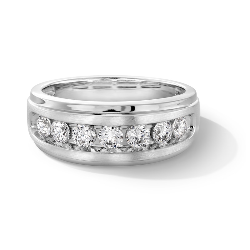 Main Image 1 of 1 CT. T.W. Diamond Seven Stone Stepped Edge Band in 10K White Gold