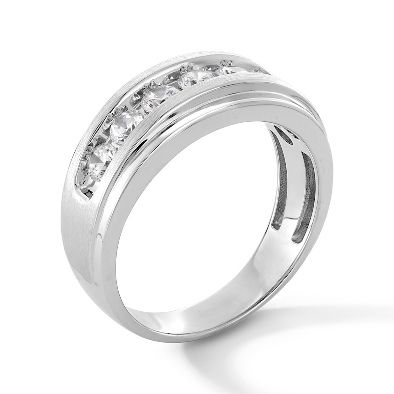 Main Image 2 of 1 CT. T.W. Diamond Seven Stone Stepped Edge Band in 10K White Gold