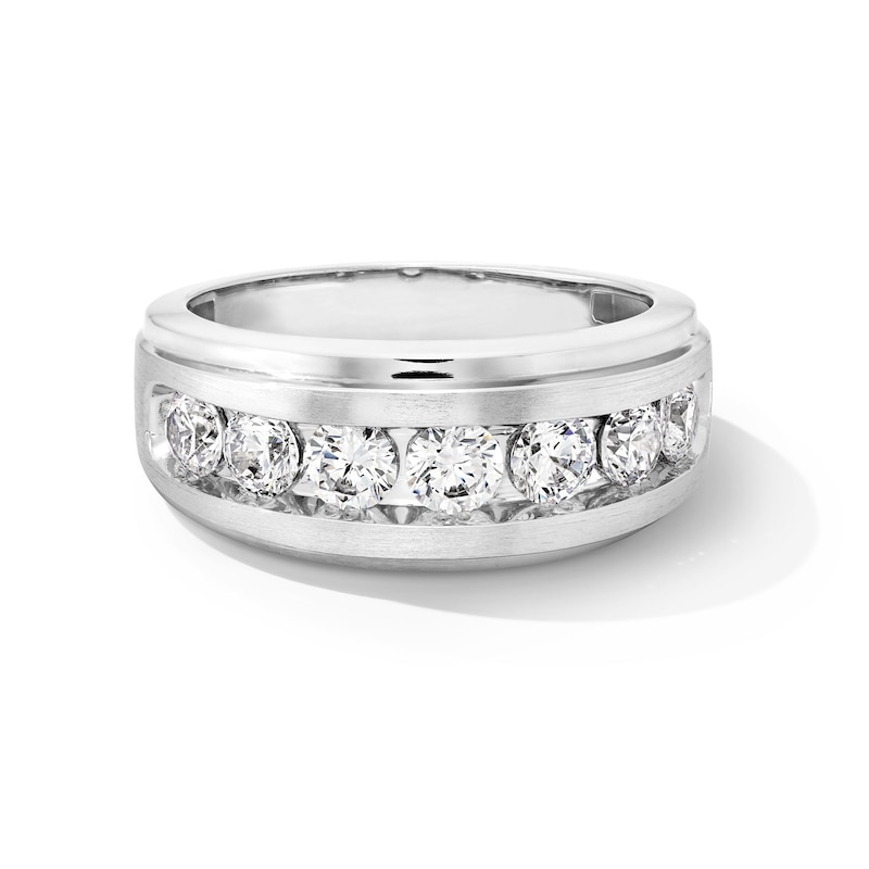 Main Image 1 of 1-1/2 CT. T.W. Diamond Seven Stone Stepped Edge Band in 10K White Gold