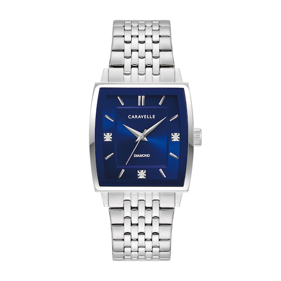 Men's Caravelle by Bulova Modern Diamond Accent Watch with Tonneau Navy Blue Dial (Model: 43D108)