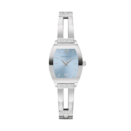 Ladies' Caravelle by Bulova Modern Crystal Accent Bangle Watch with Tonneau Light Blue Dial (Model: 43L223)