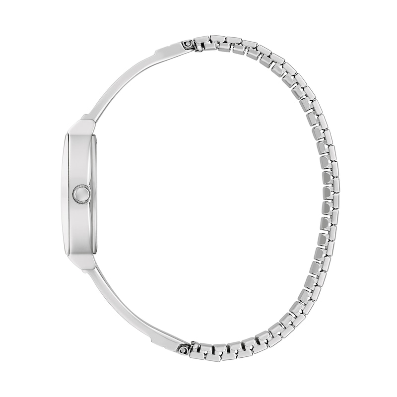 Main Image 2 of Ladies' Caravelle by Bulova Modern Crystal Accent Bangle Watch with Tonneau Light Blue Dial (Model: 43L223)