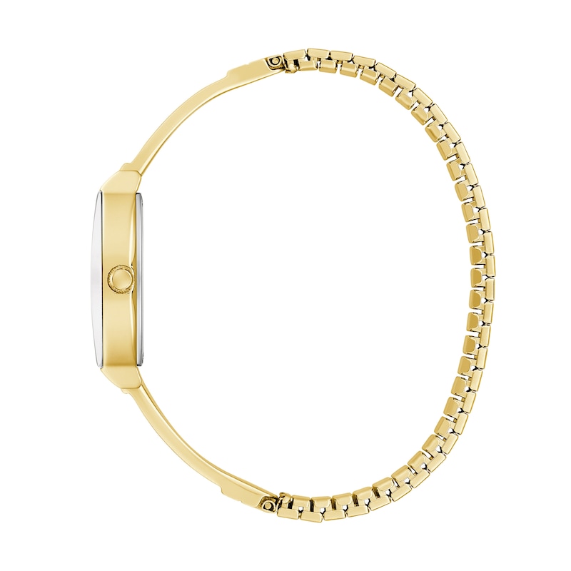 Main Image 2 of Ladies' Caravelle by Bulova Modern Crystal Accent Gold-Tone IP Bangle Watch with Tonneau Champagne Dial (Model: 44L226)