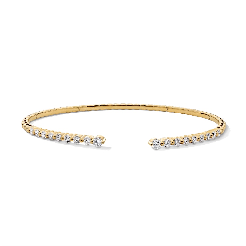 Main Image 1 of 1 CT. T.W. Lab-Grown Diamond Graduated Open Flex Bangle in 10K Gold (F/VS2) - 6.0"
