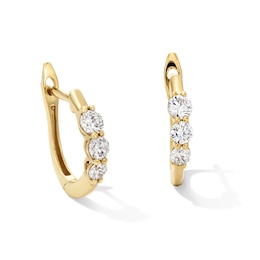 1/2 CT. T.W. Certified Lab-Grown Diamond Three Stone Hoop Earrings in 10K Gold (F/VS2)