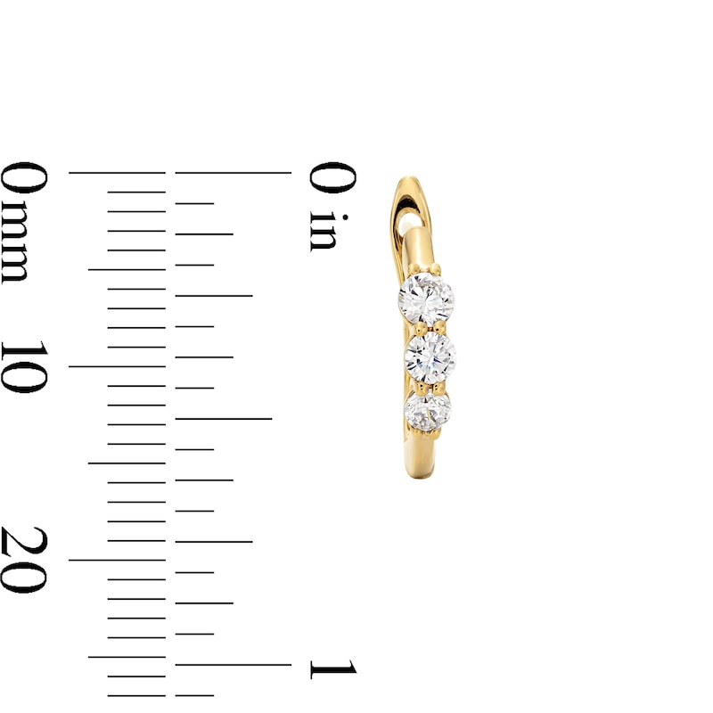 Main Image 2 of 1/2 CT. T.W. Certified Lab-Grown Diamond Three Stone Hoop Earrings in 10K Gold (F/VS2)