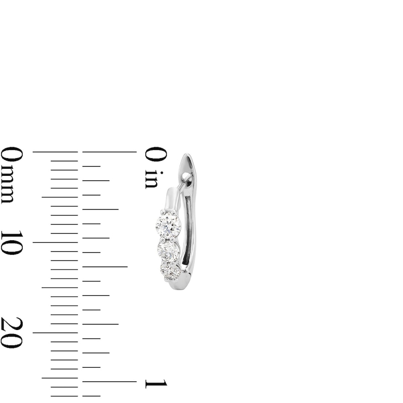 Main Image 2 of 1/2 CT. T.W. Certified Lab-Grown Diamond Three Stone Hoop Earrings in 10K White Gold (F/VS2)