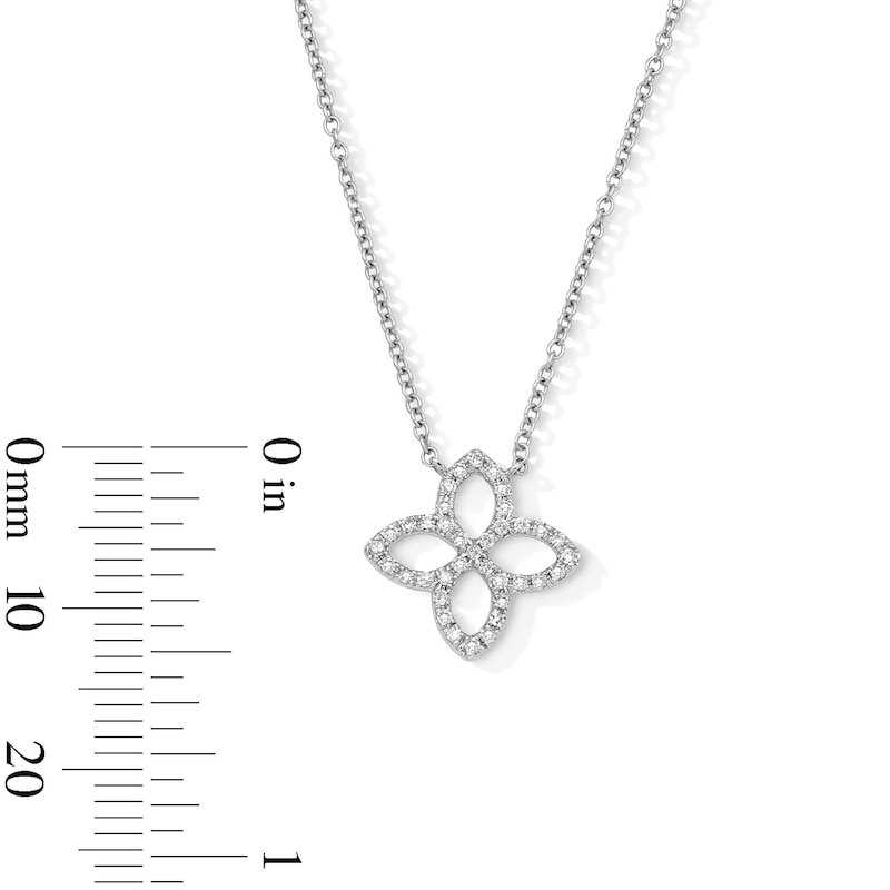 Main Image 3 of 1/5 CT. T.W. Diamond Clover Necklace in 10K White Gold