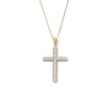 Thumbnail Image 1 of 1/2 CT. T.W. Certified Lab-Grown Diamond Beaded Edge Cross Pendant in 10K Gold (F/VS2)
