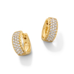 1/2 CT. T.W. Lab-Grown Diamond Triple Row Huggie Hoop Earrings in 10K Gold (F/VS2)