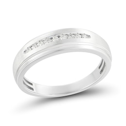 1/10 CT. T.W. Diamond Nine Stone Stepped Edge Band in 10K White Gold
