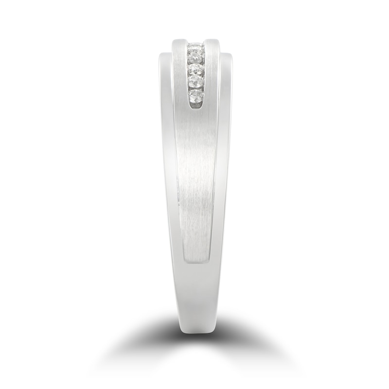 Main Image 2 of 1/10 CT. T.W. Diamond Nine Stone Stepped Edge Band in 10K White Gold
