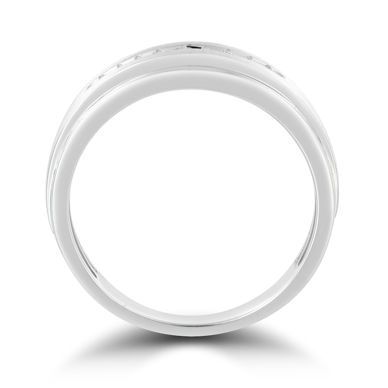 Main Image 3 of 1/10 CT. T.W. Diamond Nine Stone Stepped Edge Band in 10K White Gold