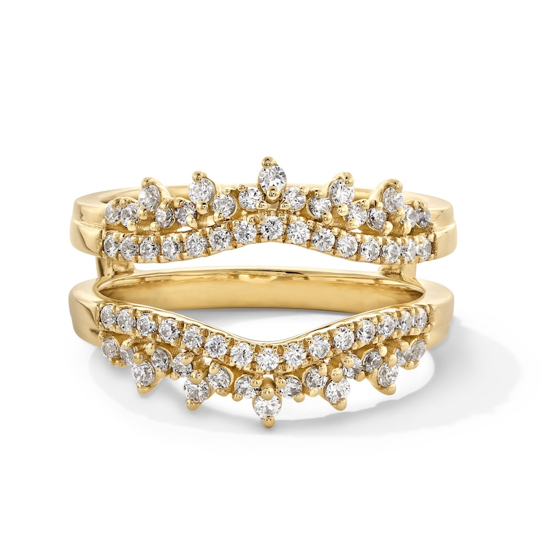 Main Image 1 of 1/2 CT. T.W. Certified Lab-Grown Diamond Double Row Crown Solitaire Enhancer in 14K Gold (F/VS2)
