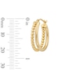 Thumbnail Image 2 of Beaded and Polished Split Double Hoop Earrings in Hollow 10K Gold