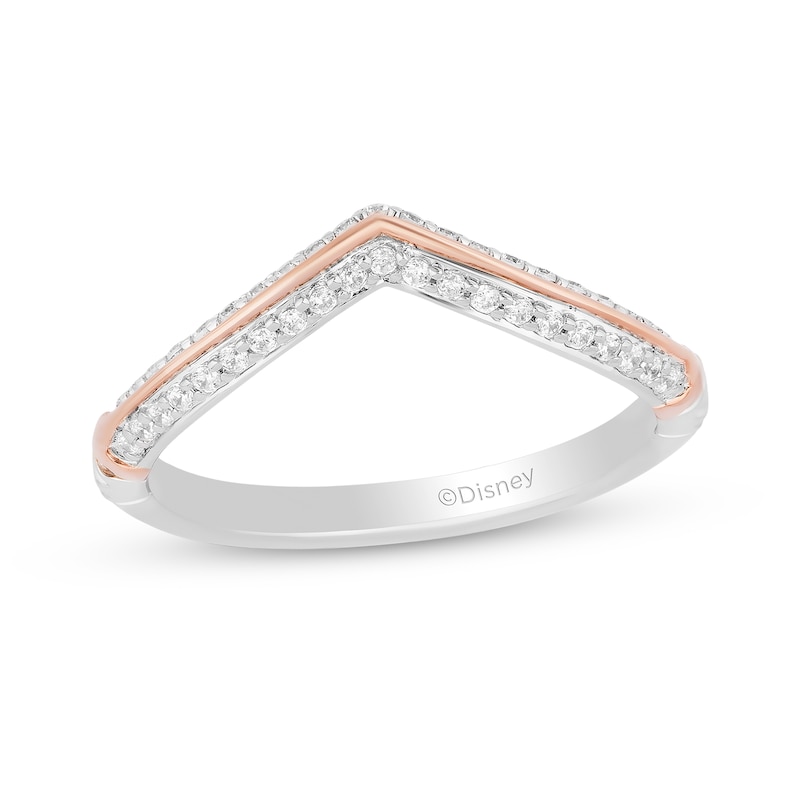 Main Image 1 of Enchanted Disney Aurora 1/5 CT. T.W. Diamond Contour Anniversary Band in 14K Two-Tone Gold