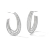 Thumbnail Image 1 of 2 CT. T.W. Certified Lab-Grown Diamond Triple Row Twist J-Hoop Earrings in 10K White Gold (F/VS2)