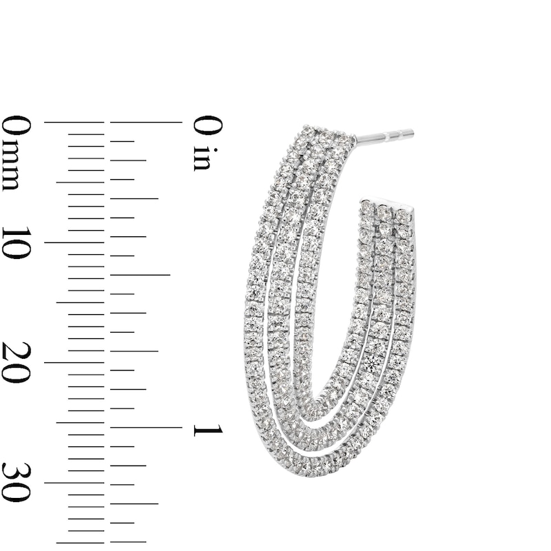 Main Image 2 of 2 CT. T.W. Certified Lab-Grown Diamond Triple Row Twist J-Hoop Earrings in 10K White Gold (F/VS2)