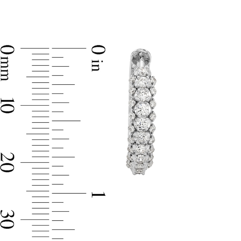 Main Image 2 of 1 CT. T.W. Certified Lab-Grown Diamond Offset Row Hoop Earrings in 10K White Gold (F/VS2)