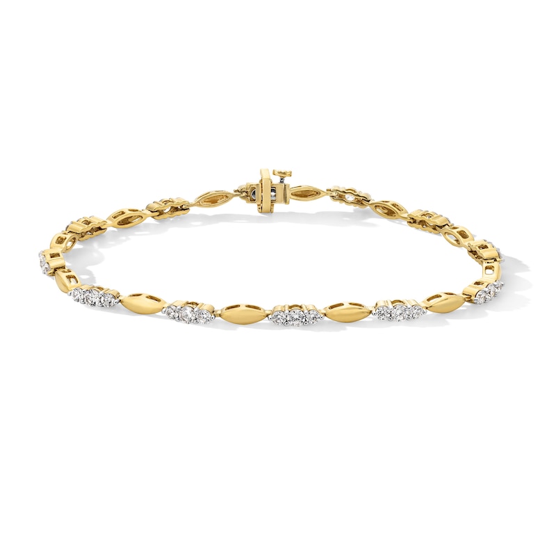 Main Image 1 of 2 CT. T.W. Certified Lab-Grown Diamond Alternating Marquise Link Bracelet in 10K Gold (F/VS2) - 7.25”
