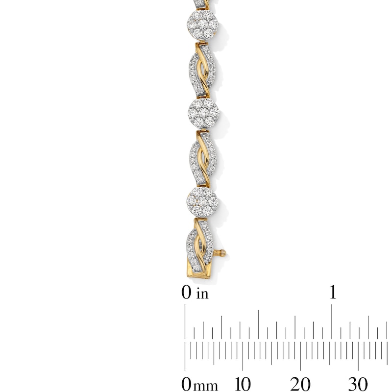 Main Image 2 of 3 CT. T.W. Certified Lab-Grown Multi-Diamond Alternating Link Bracelet in 10K Gold (F/VS2) - 7.25”