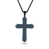 Thumbnail Image 1 of Layered Cross Pendant in Stainless Steel with Black and Blue Ion Plate - 24”