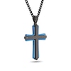 Thumbnail Image 2 of Layered Cross Pendant in Stainless Steel with Black and Blue Ion Plate - 24”