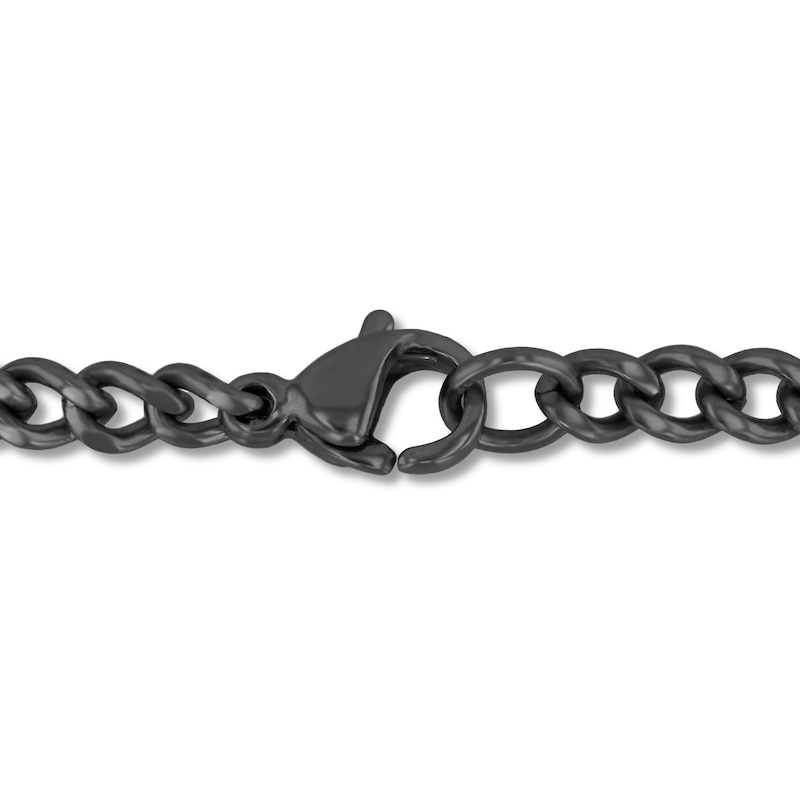 Main Image 3 of Layered Cross Pendant in Stainless Steel with Black and Blue Ion Plate - 24”