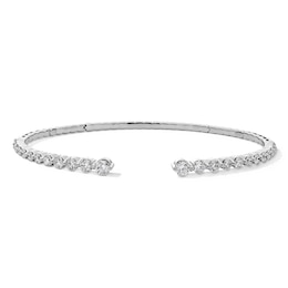 2 CT. T.W. Lab-Grown Diamond Graduated Open Flex Bangle in 10K White Gold (F/VS2) - 6.0"