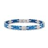 Thumbnail Image 1 of 1/10 CT. T.W. Diamond Link Bracelet in Solid Stainless Steel and Blue Ion Plate - 8.37”
