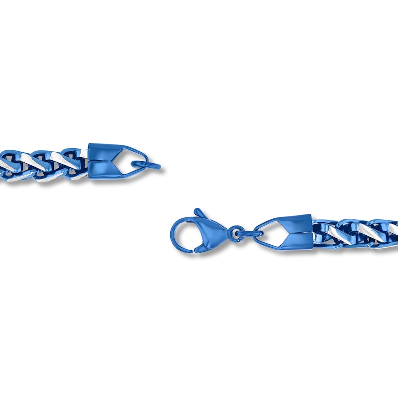 Main Image 3 of 6.0mm Wheat Chain Bracelet in Solid Stainless Steel and Blue Ion Plate - 8.5”