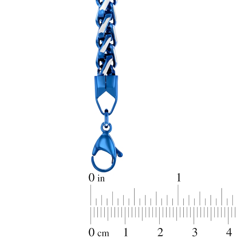 Main Image 4 of 6.0mm Wheat Chain Bracelet in Solid Stainless Steel and Blue Ion Plate - 8.5”