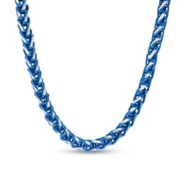 6.0mm Wheat Chain Necklace in Solid Stainless Steel and Blue Ion Plate - 24”