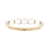 Thumbnail Image 1 of Freshwater Cultured Pearl and White Lab-Created Sapphire Collar Ring in Sterling Silver with 14K Gold Plate - Size 7