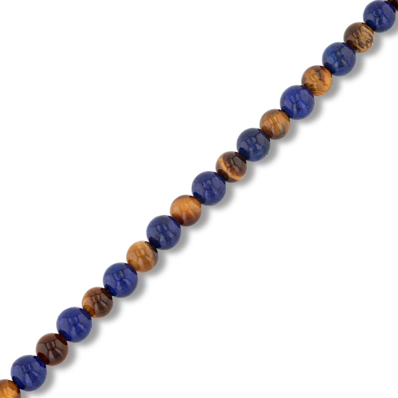 Main Image 2 of 6.0mm Sodalite and Tiger’s Eye Bead Strand Bracelet in Solid Stainless Steel - 8.5”