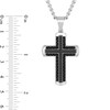 Thumbnail Image 4 of 1/4 CT. T.W. Black Diamond Cross Pendant in Stainless Steel and Black Ion Plate - 24”