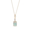 Thumbnail Image 1 of Cushion-Shaped Opal and Diamond Accent Drop Pendant in 10K Gold