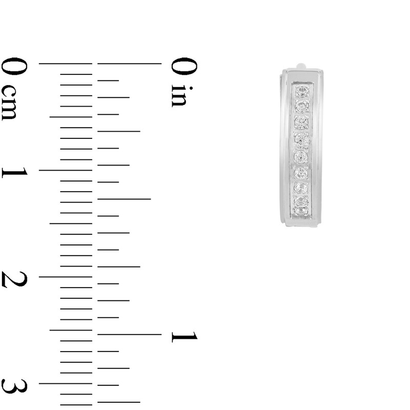 Main Image 2 of 1/6 CT. T.W. Diamond Huggie Hoop Earrings in Stainless Steel
