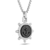 Thumbnail Image 2 of 1/4 CT T.W. Diamond Frame Anchor and Ship’s Wheel Pendant in Stainless Steel and Black Ion Plate - 24”