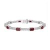 Thumbnail Image 1 of Emerald-Cut Lab-Created Ruby and White Lab-Created Sapphire Station Bracelet in Sterling Silver - 7.25”