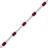 Thumbnail Image 2 of Emerald-Cut Lab-Created Ruby and White Lab-Created Sapphire Station Bracelet in Sterling Silver - 7.25”