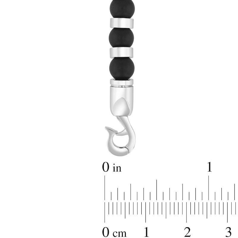 Main Image 4 of 6.0mm Onyx Bead Strand Bracelet in Solid Stainless Steel - 8.5”