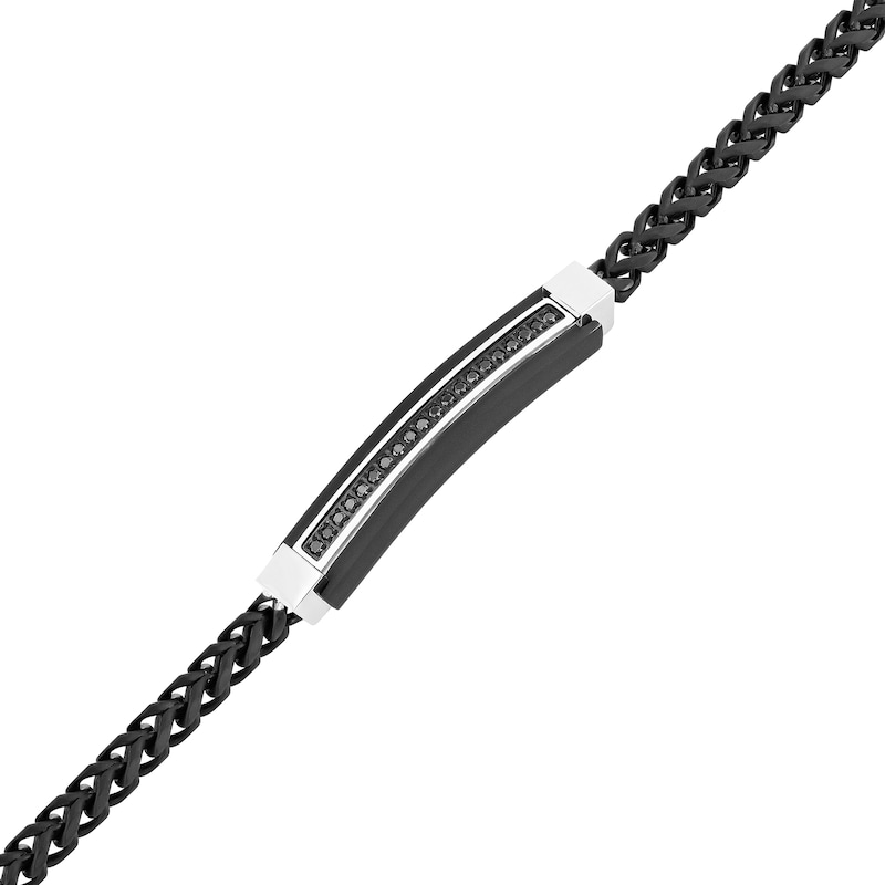 Main Image 2 of 1/5 CT. T.W. Black Diamond Bar Bracelet in Solid Stainless Steel and Black Ion Plate - 8.5"