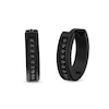 Thumbnail Image 1 of 1/6 CT. T.W. Black Diamond Huggie Hoop Earrings in Stainless Steel with Black Ion Plate