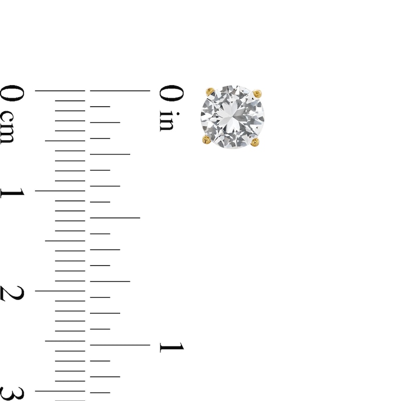 Main Image 3 of White Lab-Created Sapphire Solitaire Stud Earrings in Stainless Steel with Yellow Ion Plate