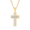 Thumbnail Image 1 of 1/10 CT. T.W. Diamond Cross Pendant in Stainless Steel and Yellow Ion Plate - 24”